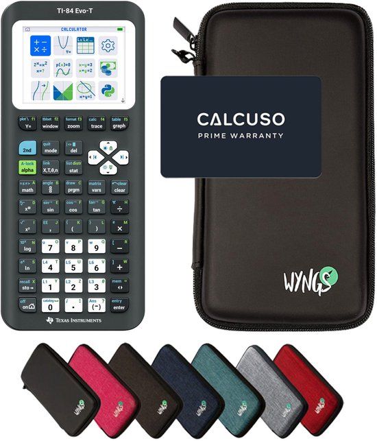 Texas Instruments TI-84 Evo-T Grafische Rekenmachine met WYNGS Beschermhoes - Zwart