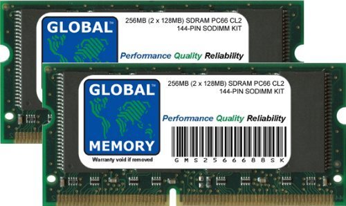 GLOBAL MEMORY 256MB (2 x 128MB) PC66 66MHz 144-PIN SDRAM SODIMM GEHEUGEN RAM KIT VOOR LAPTOPS/NOTITIEBOEKJE