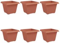 vidaXL Vierkante Bloempot 6 st Baksteenrood 28,5 x 28,5 x 22 cm