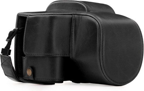 MegaGear Ever Ready Leather Camera Case for Panasonic Lumix DC-FZ80, FZ82 - Black