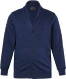 JP 1880 - Heren - Trainingsjasje sjaalkraag knoopsluiting kangoeroezak - Navy blauw - Maat 5XL
