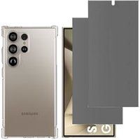 Phonillico® Schokbestendig hoesje voor Samsung Galaxy S24 ULTRA en 2 zwarte geharde glazen Anti Spy Glass Screen Protector