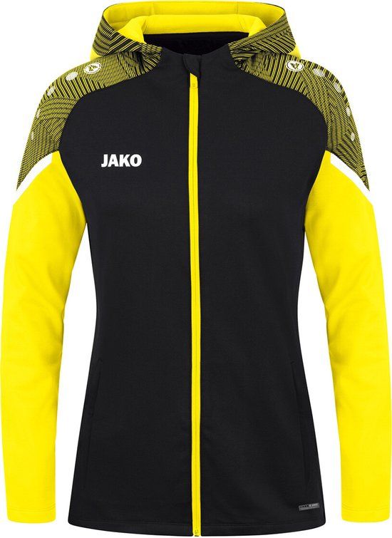 JAKO Performance Women's Hooded Jacket Black-Soft Yellow Size 42