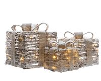 Lumineo LED kadodoos 3 sneeuw op batterij warm wit Kerst