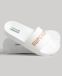 Superdry Code Logo Vegan Pool Slide Femme Claquettes - Blanc - Taille 36/37