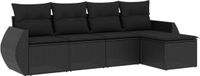 vidaXL 5-delige loungeset met kussens, polyrattan, zwart