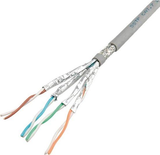 Roline S/FTP kabel Cat.6, massief draad, halogeenvrij, AWG23 300m Grijs
