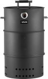 VEVOR Rookoven, 470mm, Houtskoolgrill, Barbecue Rookoven, Gecoat Stalen Grillvat met 2 Grillroosters, 1 Ophangstang, 6 Haken en Thermometer