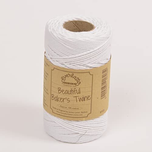 EVERLASTO 100m - Everlasto 'Solid' Beautiful Baker's Cotton Craft Twine (ongeveer 2 mm) (Sneeuwwit)