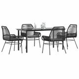 vidaXL 5-delige Tuinset met kussens, poly rattan, glas, zwart