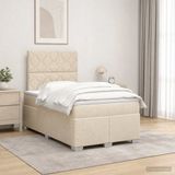 vidaXL Boxspringbed met matras, crème kleur, 120 x 200 cm, gestoffeerd