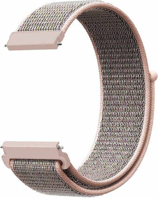 By Qubix - Sport Loop Nylon Bandje - 20mm - Zand Roze - Garmin Venu / Sq / Sq2 / 2 Plus