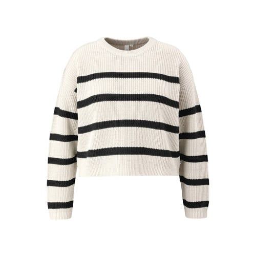 Q/S by s.Oliver Gebreide Trui Met Streep Ecru/Zwart