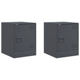 VidaXL Nachtkastjes 2 st 34,5x39x44 cm staal antracietkleurig