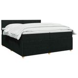 vidaXL Boxspringbed met matras met hoofdeinde Zwart 200 x 200 cm Stof