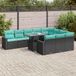 Prolenta Maison Exclusive Ensemble de jardin exclusif - 11 pièces, comprenant un canapé et des coussins, en polyrotin noir, avec une structure en acacia