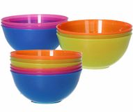 Merkloos / Sans marque Koopman International Gekleurde schaaltjes / kommetjes - 24x - kunststof - 13 cm - Campingservies / picknickservies - snackschaaltjes