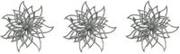 Merkloos Kerstboomversiering Kerstster - 3x - 14 cm - zilver glitter - op clip - ornament