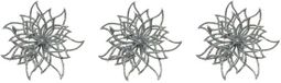 Merkloos Kerstboomversiering Kerstster - 3x - 14 cm - zilver glitter - op clip - ornament