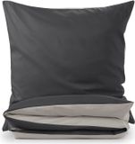Blumtal Premium liter beddengoed set, omkeerbaar design, 155x200 cm en 2 kussenslopen van 80x80 cm - Microvezel beddengoed, 3-delig, Moonlight Grey/Anthrazit