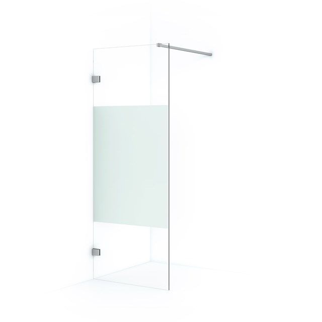 Maxaro Inloopdouche Diamond 80cm 8mm Helder Veiligheidsglas met Matte Strook Chroom