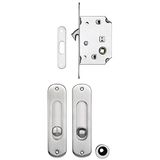 Marchesi 4067.500.009.0 Schuifdeur-beslagset | Slot en greep | Doornmaat: 50 mm | Messing verchroomd zilver mat
