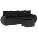 vidaXL Loungeset met kussens, 4-delig, polyrattan, zwart
