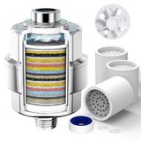 SR Sun Rise Douchefilter en Douchefilter, 20 Niveaus, met 3 Filterpatronen, Waterfilter voor de Douche tegen Kalk/Chloor/Fluoride Verbetert de Gezondheid van de Huid en het Haar, Chroom