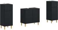 vidaXL - 3-delig - badkamerkast - set - ARNHEM - Zwart - Bewerkt - hout