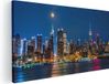 Artaza Canvas Schilderij Verlichte Skyline New York - 80x40 cm - Canvas Print