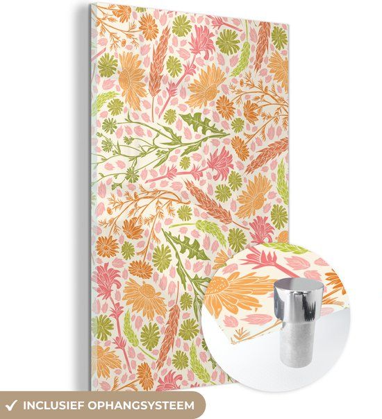 MuchoWow® Glasschilderij 120x180 cm - Acrylglas Schilderij - Bloemen - Roze - Modern