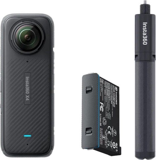 Insta360 X4 Action Camera - 360° - 8K - Vlog Bundle with Selfie Stick & Extra Battery - Black