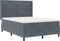 vidaXL Boxspringbed met hoofdeinde, donkergrijs, 140 x 200 cm, fluweel