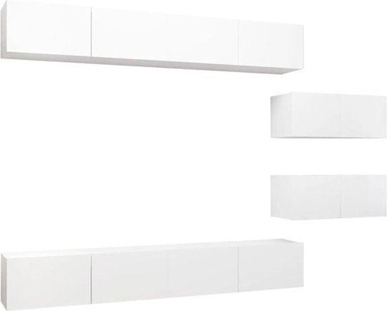 vidaXL 6-delige Tv-meubelset bewerkt hout wit
