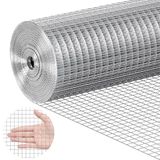 VEVOR Gelast draadgaas, 610 mm x 7,62 m, rol thermisch verzinkt gaas, 12,7 x 12,7 mm, kippendraadhek, 19 gauge, voor konijnenkooien, tuin, kleine knaagdieren