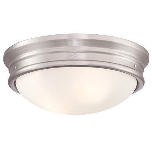 Westinghouse Lighting Plafondlamp - 33 cm - Geborsteld Nikkel - Opaalmelkglas