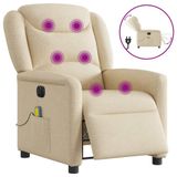 VidaXL Massagestoel Elektrisch Verstelbaar Stof Crèmekleurig
