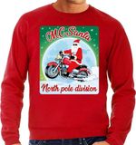 Bellatio Decorations Foute Kersttrui - sweater - MC Santa North Pole division - motorrijders - bikers - rood - voor heren XXL