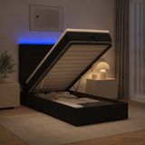 vidaXL Ottomaanse Bed met Matras en LED Zwart 100 x 200 cm Stof