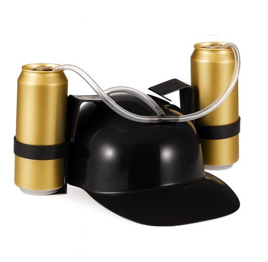 Merkloos Drankhelm - 4 stuks - zwart - met fleshouder - verstelbaar - kunststof