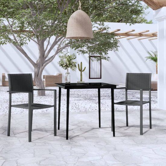 The Living Store Tuinset - Rattanlook - 6 persoons - Zwart - Weerbestendig
