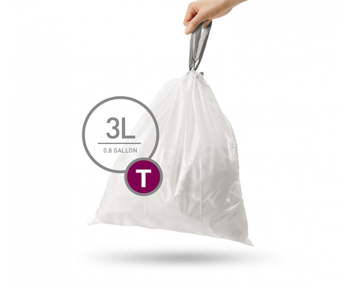 simplehuman CW0216 - Afvalzakken - 3,0 liter - Wit - 40 stuks