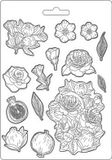 Stamperia Soft Mould A4 Casa Granada Pomegranade and Flowers