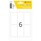 TopStick 2214 multifunctionele etiketten, 6 etiketten per blad, 34 x 67 mm, 900 etiketten, zelfklevend, voor handmarkering, wit
