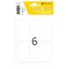 TopStick 2214 multifunctionele etiketten, 6 etiketten per blad, 34 x 67 mm, 900 etiketten, zelfklevend, voor handmarkering, wit