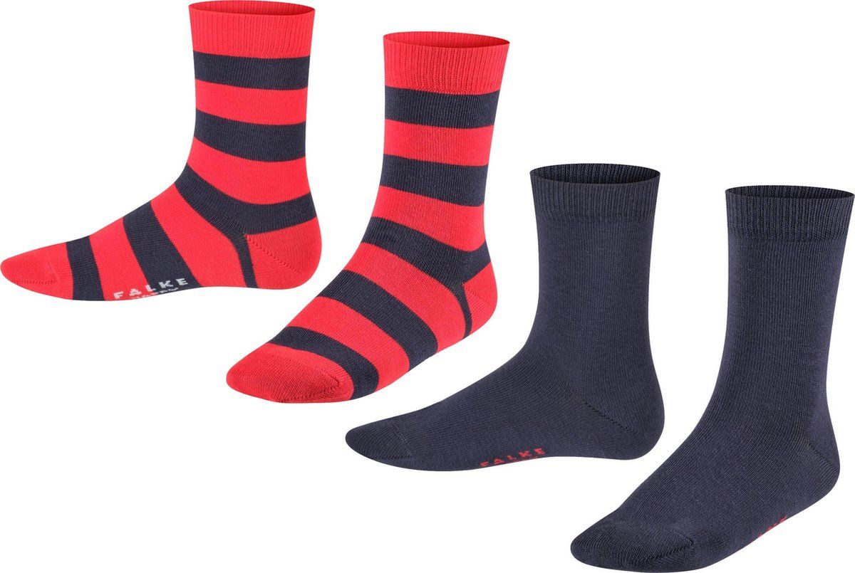 Falke Happy Stripe 2-pack Kinderen Sokken - Marine - Maat 31-34