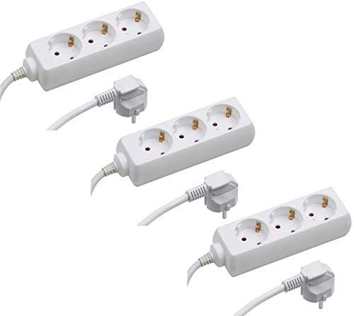 Meister stekkerdoos 3-voudig - set van 3 - 1,4 m - wit