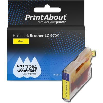 PrintAbout Huismerk LC-970Y Gele Inktcartridge | Compatibel met Brother