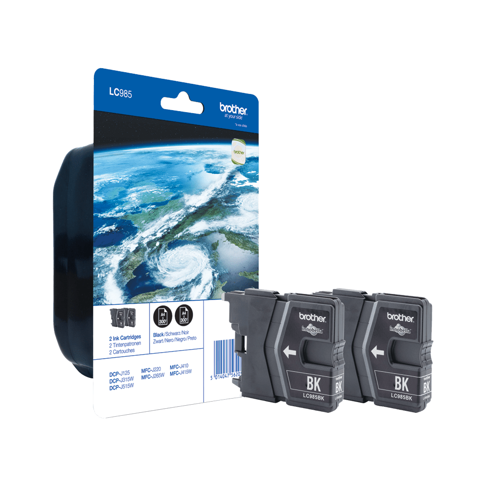 Brother LC-985BKBP2 - Zwarte inktcartridge - 2 stuks