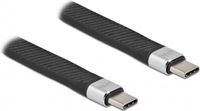 Delock USB-C naar USB-C siliconen kabel met E-Marker chip - USB3.2 (tot 10 Gbit/s) - PD tot 20V/5A - video tot 8K 30Hz / zwart - 0,10 meter